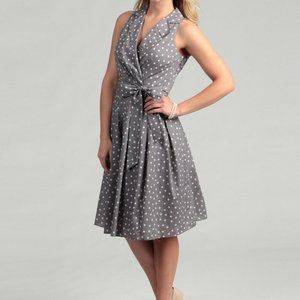Evan Picone Gray and White Polka Dot Dress